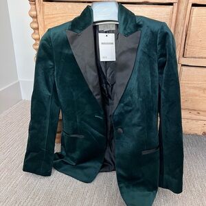 Emerald Green suede Velvet Blazer